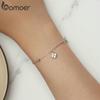 BAMOER 925 Sterling Silver Plain Lucky Four-Leaf Clover Adjustable Bracelet Korean Style Chain Link for Women Birthday Gift