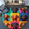 Dachshund Round Area Rug,Carpet Rug for Living Room Bedroom Sofa Playroom Decor,Non-slip Floor Mat