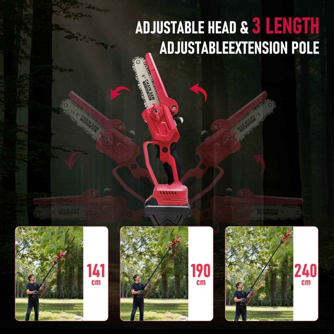 4-in-1 Multifunctional Electric Saw, 21V Brushless, with Telescopic Aluminum Pole and 6" Chain for Garden Use