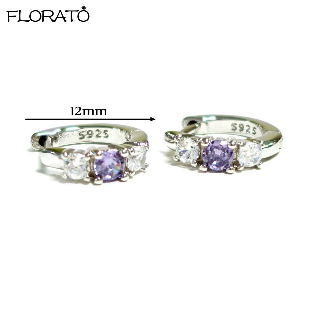 925 Silver Needle Elegant Purple Earrings Exquisite Small Hoop Earrings for Women Fashion Puncture Jewelry Accessories