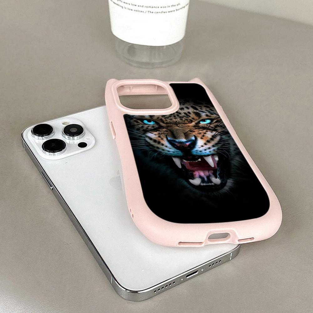 Huse de telefon moale pentru ureche de pisică pentru iPhone 16 15 13 12 11 Pro Max 14 Plus XR XS Max TPU Husă din spate acrilic transparent anti-cădere N96 Design cu ochi de tigru