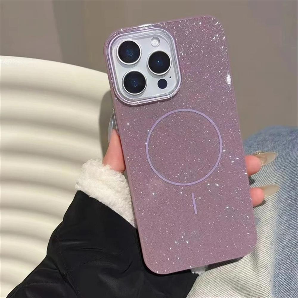 Glitter Wireless Charge Phone Case For For Iphone 11 12 13 14 15 16 Pro Max Plus Magnetic Bumper Back Cover