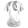 Women Fashion Spring And Summer Oil Painting Print V-neck Short Sleeve Workwear With Pockets Tops