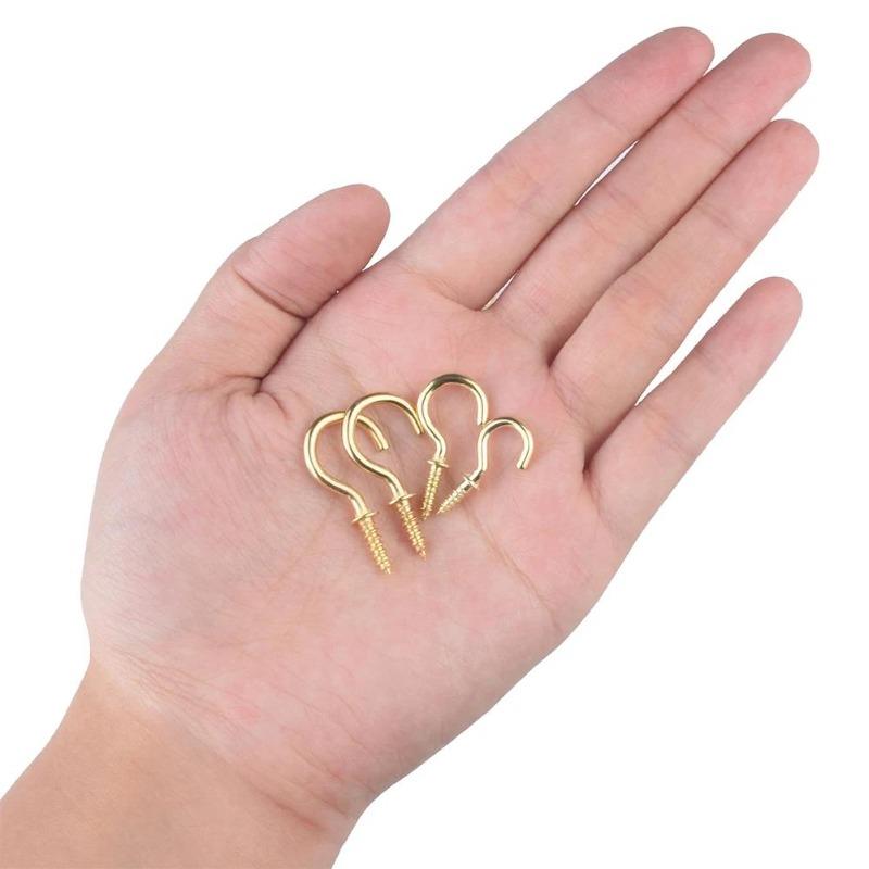 300/10Pcs Mini Screw Hook Multifunctional Wall MountIron Screw-in Hanging Plants Holder Ceiling Hooks Cabinet Keys Cup Hanger