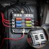 12V 6-Way Blade Fuse Block with  LED Indicator Waterproof Protection Cover and Label Sticker for Automotive Car Truck Trailer