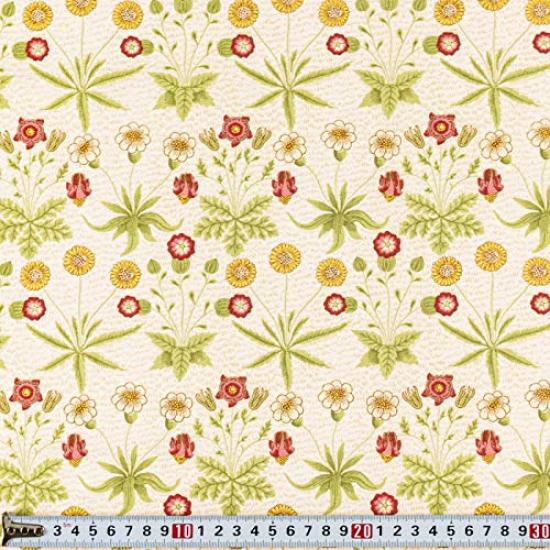 William Morris floral cotton print of Daisy 110cm wide x 1m fabric, "Best Morris" print, cream, pre-cut, MO-4156M
