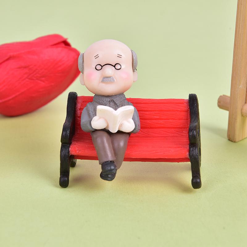 3Pcs/Set Creative Old Couple Chair Resin Craft Show Simulation Animal Folk Craft