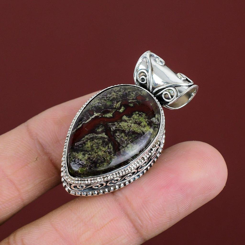 Dragon Bloodstone Pendant 925 Sterling Silver Pendant Handmade Gemstone Pendant Antique Jewelry Vintage Pendant Gifts For Women Boho Jewelry