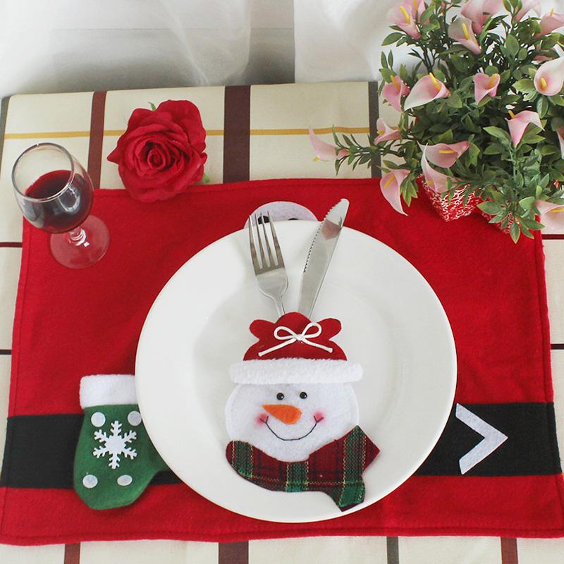 Santa Claus Snowman Cutlery Bag Tableware Organizer Christmas Knife Fork Cutlery Holder New Year Table Decoration Party Supplies