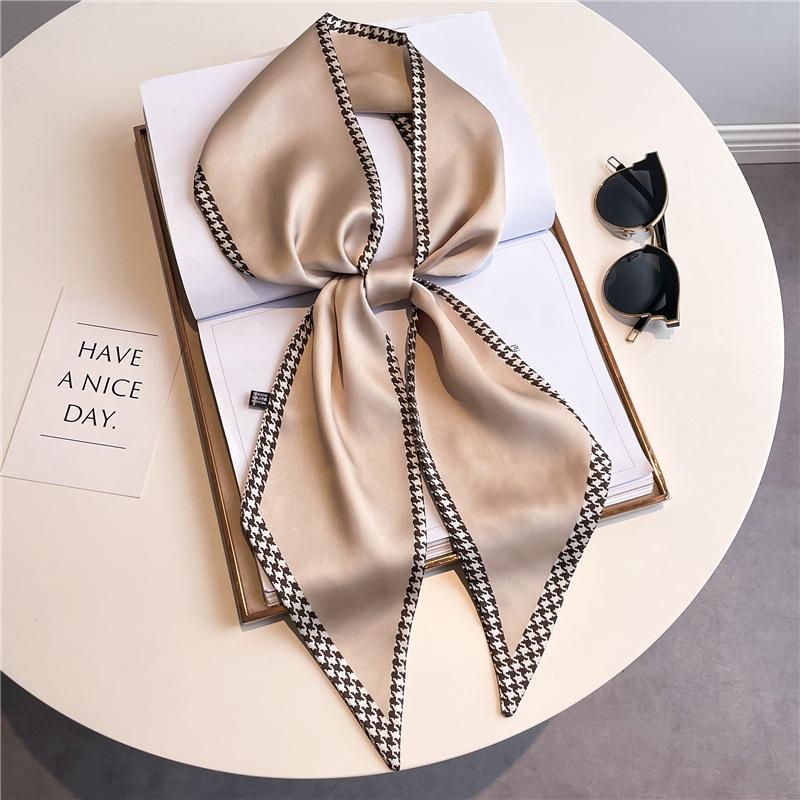 Scarf, Long Silk Scarf, Versatile Silk Scarf, Double-Layer Simulated Silk, Diagonal Scarf, Autumn And Winter Hair Binding And Scarf