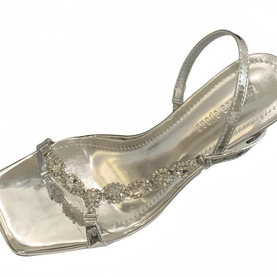 Beautiful sandals women's outer wear 2025 new summer thin heels square head open-toed rhinestones with sexy high heels