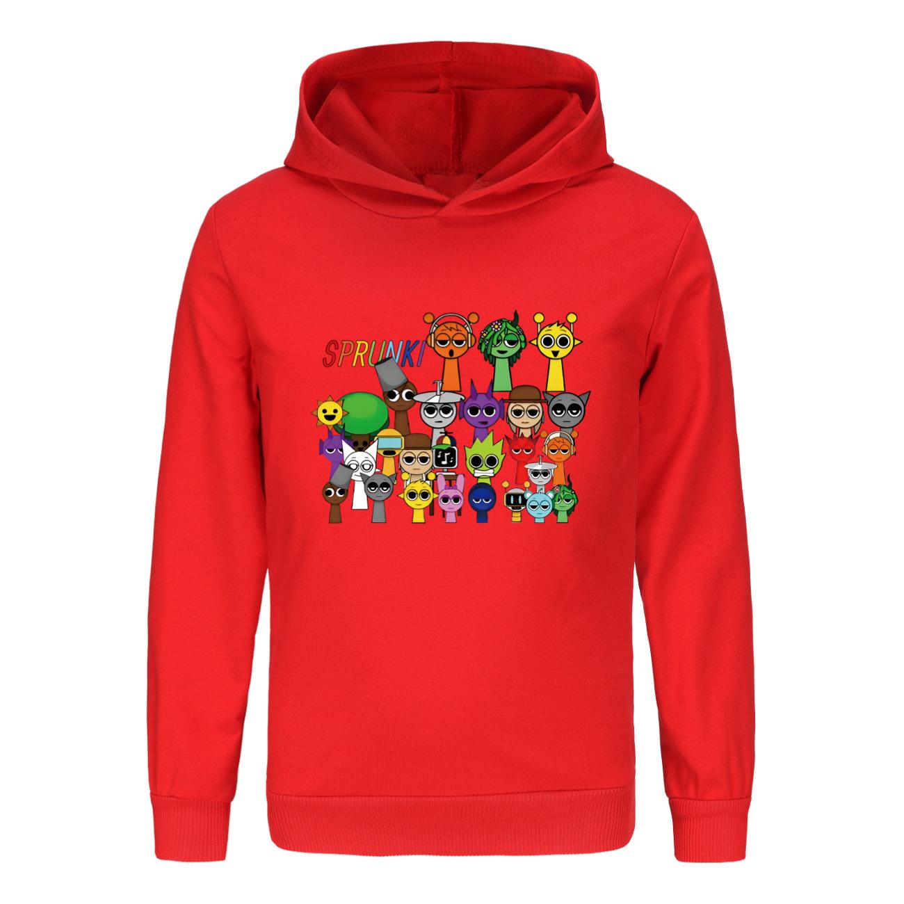 Детская толстовка с капюшоном 3D Sprunki свитер Детский свитер 110cm красный