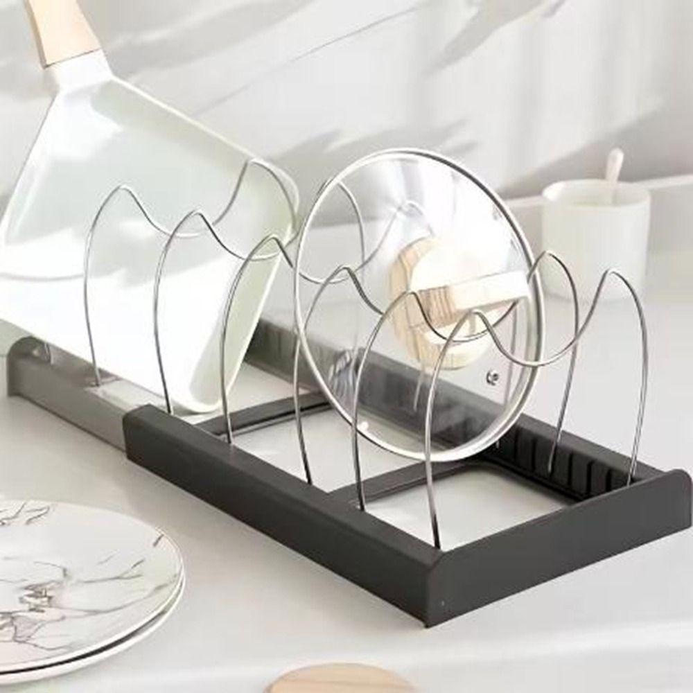 Expandable Pot Lid Holder Stainless Steel Cookware Dish Rack Kitchenware Storage Rack  Kitchen