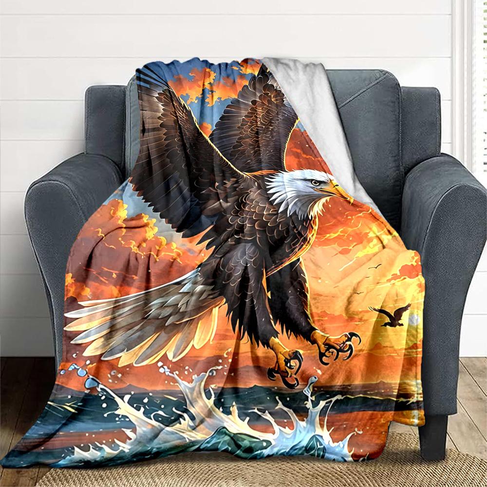 

1pc Eagle, Ocean Sunset Blanket Lightweight Blanket Throw Blanket For Sofa, Bed, Travel, Camping, Livingroom, Office, Couch, Chair yy251010014 100x150cm