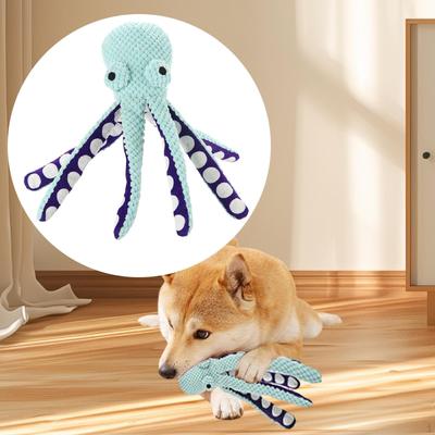 Dog Squeak Toy Puppy Chew Teething Training Octopus Interactive Soft Plush for Indoor Cats