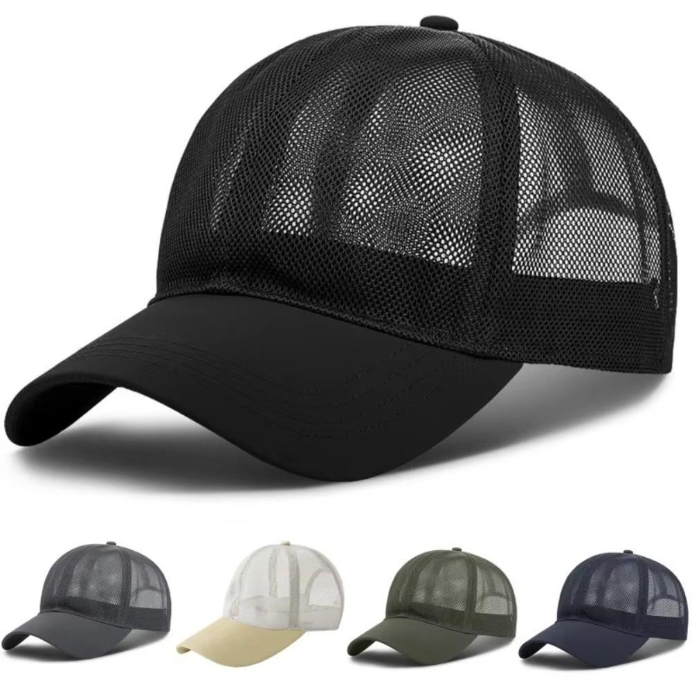 Adjustable Full Mesh Baseball Cap Openwork Polyester Quick Dry Baseball Cap Sun Protection Soild Color Hollow Out Baseball Cap
