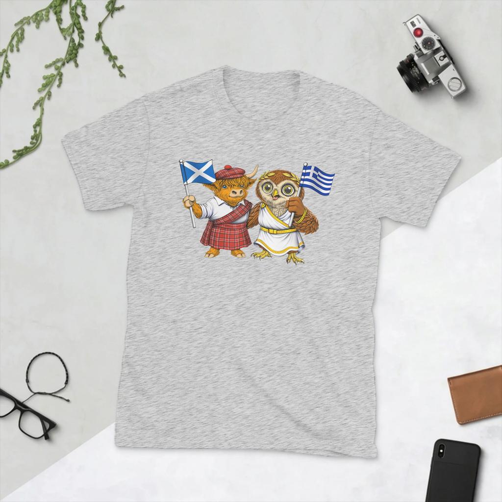 Awesome Scottish Greek Roots Scotland Greece Flag Tshirts For Unisex Round Collar Cotton T Shirt Short Sleeve Tee Shirt New Tops