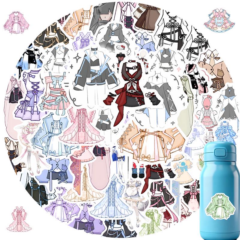 63-Piece Clothing Design Doodle Stickers for Skirts & Outfits