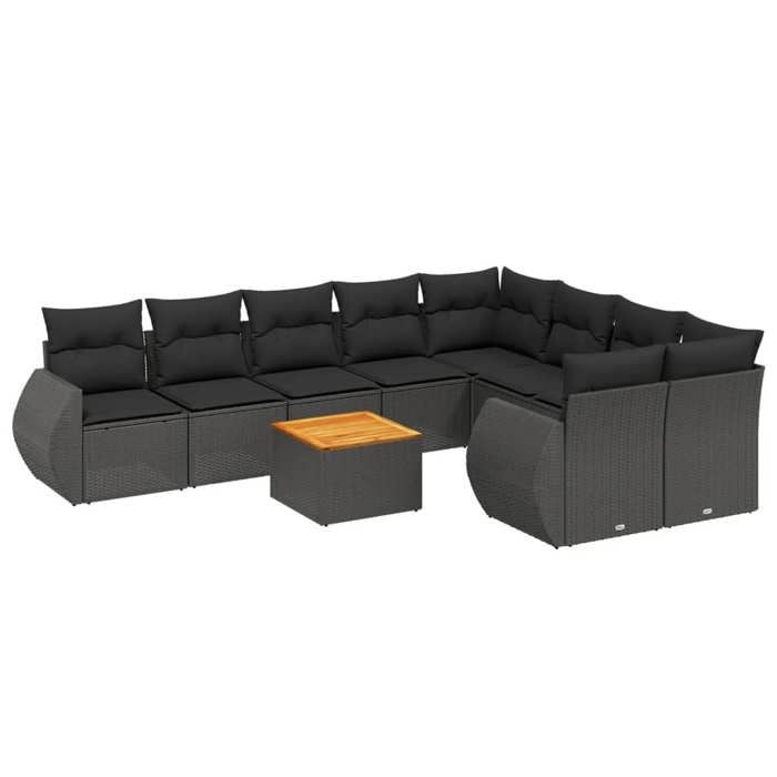 VidaXL Garden Lounge Set with Cushions 10 Pcs, Patio Sofas, Furniture Set, Outdoor Terrace Furniture, Black 3224335