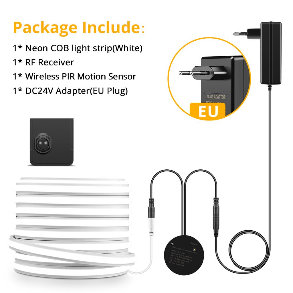 24V COB LED Streifen Neonlicht Mit Tragbarem PIR Bewegungsmelder Schalter Echtes Silikonband Intelligente Nachtlampe Für Flur Treppenstufe