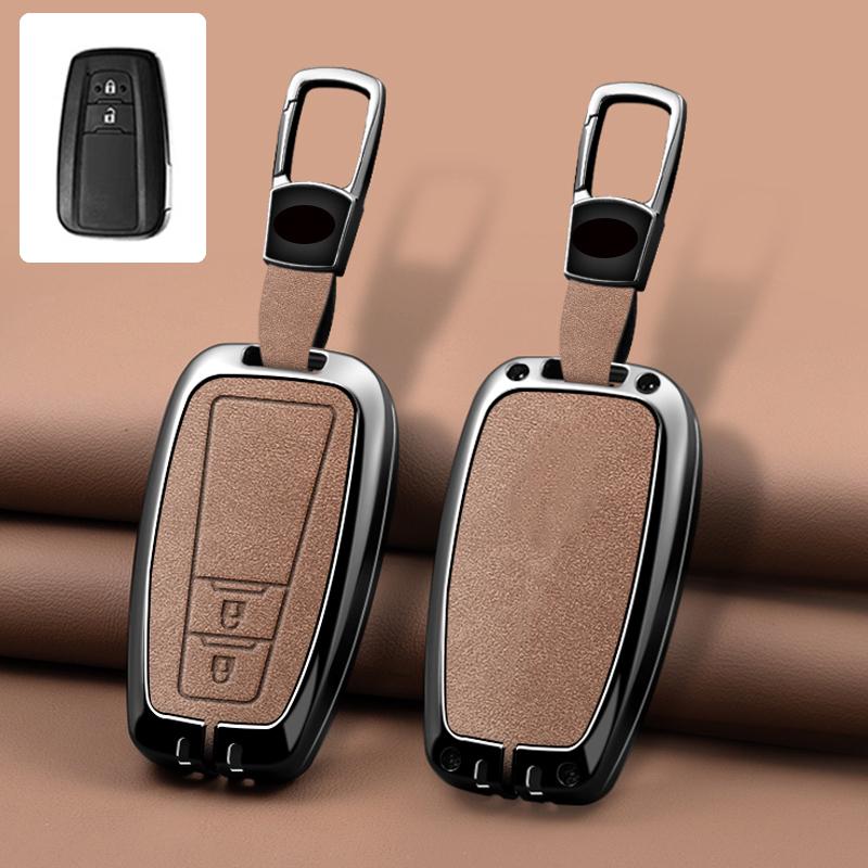Zinc Alloy Leather Car Key Cover Housing Key Fob For Toyota Prius Camry Corolla C-Hr Chr Rav4 Land Cruiser Prado Key Fob