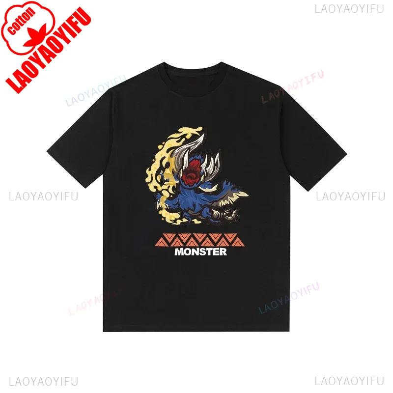 Monster Hunter Tshirt Funny Game Fans Cartoon Tops Cotton Korea Style Short Sleeve T Shirt Casual Hipster Streetwear Man Tees