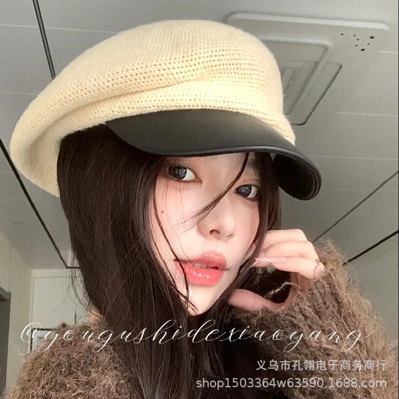 Women S Black Newsboy Beret Hat Warm Fashionable Versatile