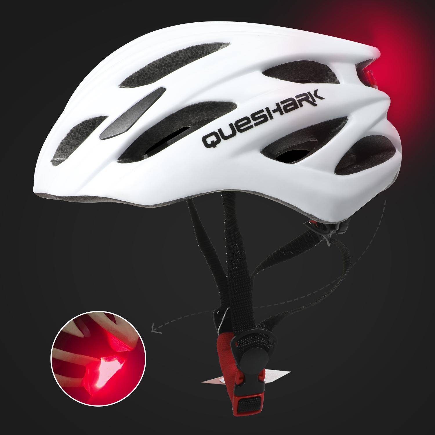 

Queshark Сверхлегкий светодиодный велосипедный шлем, задний фонарь, MTB, дорожный велосипед, мотоцикл, скейтборд, защитная крышка для езды белый
