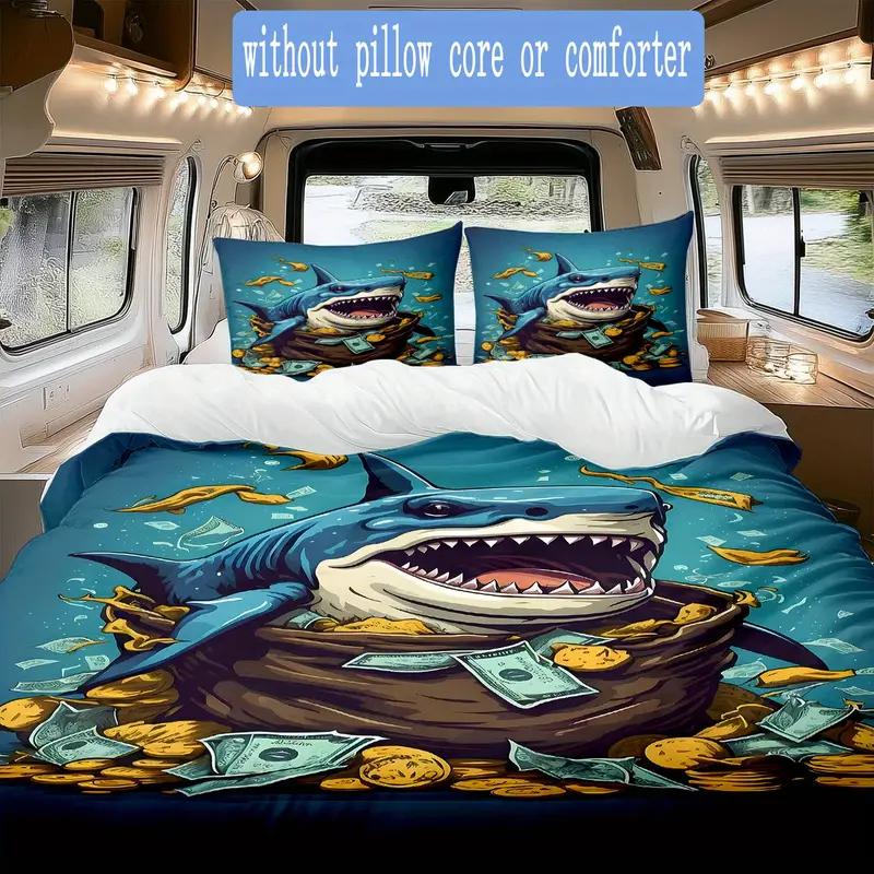 

Horro Sharks Cartoon 3D Print Bedding Set Cozy Duvet Cover King Queen Twin Single Size Birthday Gift Boy Kid Bedroom Decoration EU Single 135x200cm