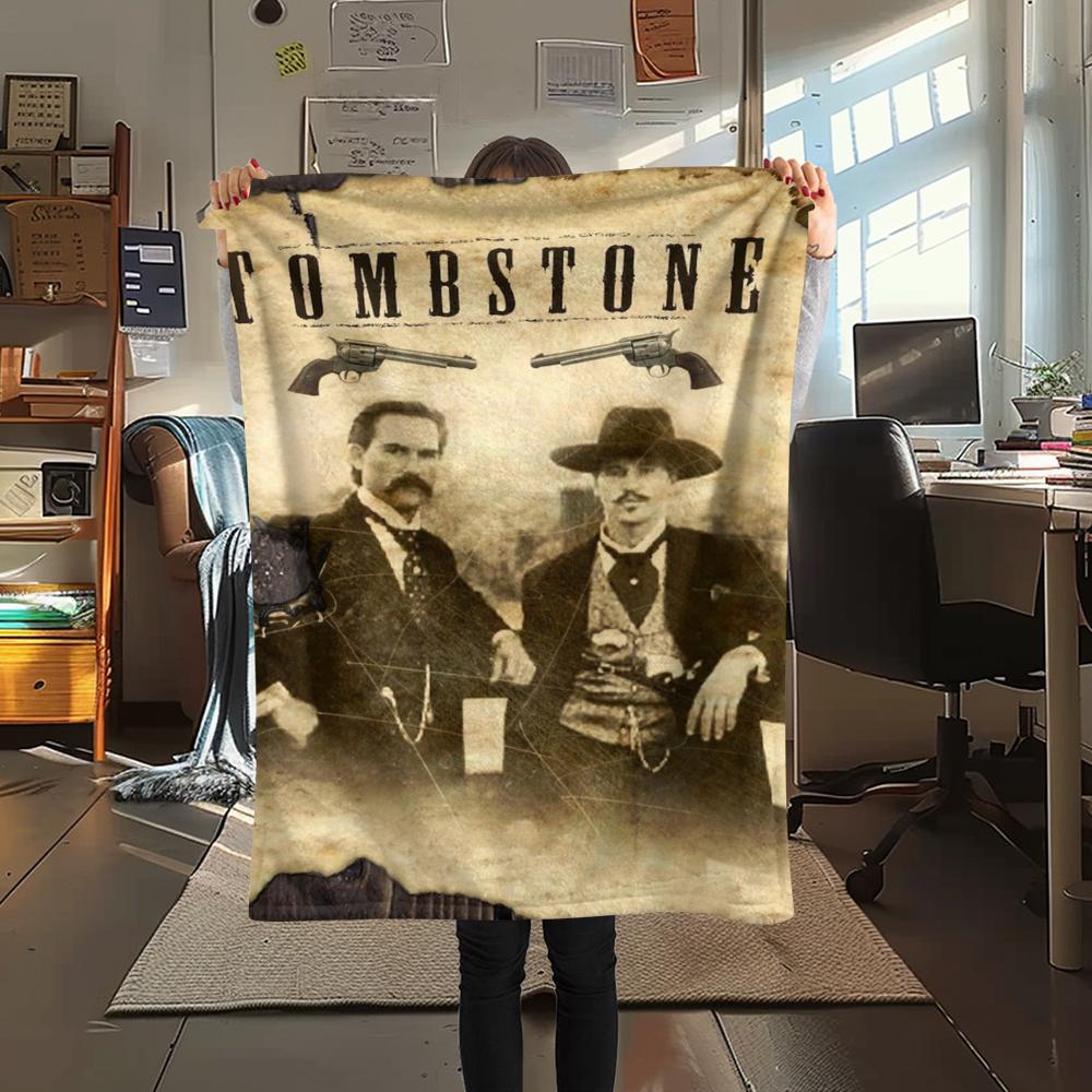 1PC Tombstone Movie Print Flannel Blanket, High quality Comfortable for All Seasons, Home Decor, Warmth and Comfort, Perfect for Christmas Gifts225