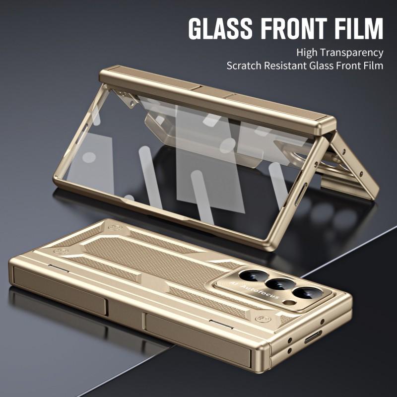 Galaxy Z Fold6 Case With Dual Kickstand Full Coverage Shockproof PC Cover In Gold Black