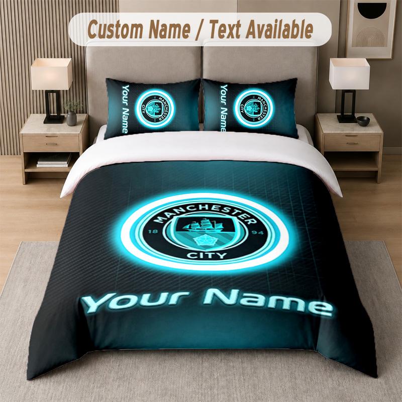 Manchester City Design Bedding Set Custom Text 1 Duvet Cover & 2 Pillow Cases