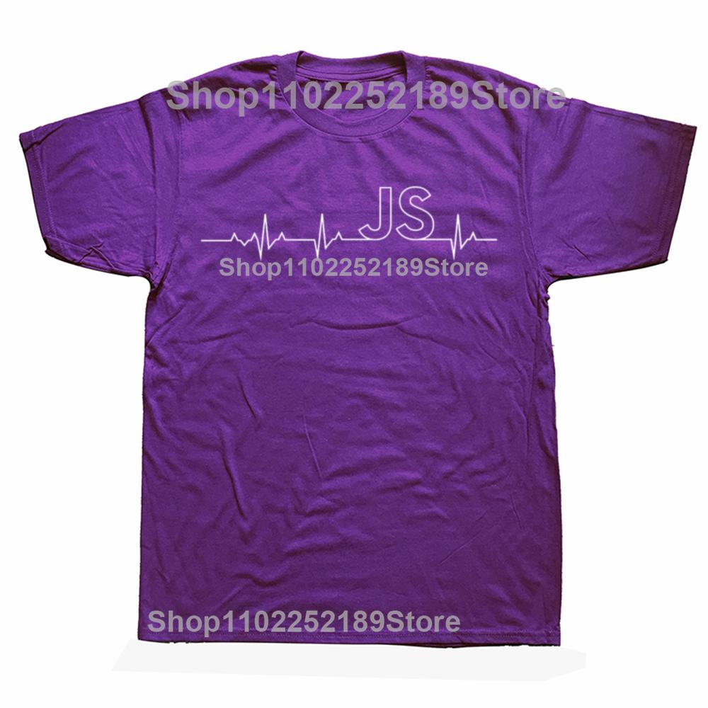 JS JavaScript Heartbeat Programmers Cheap Tshirt Coder Computer Javascript Pure Cotton Designers Fashion Mens T Shirt Print 4XL
