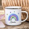 Tazza personalizzata da falò con nome personalizzato in smalto, Tazza rustica per bambini Regali festivi, Tazza arcobaleno da campeggio per donne e amici