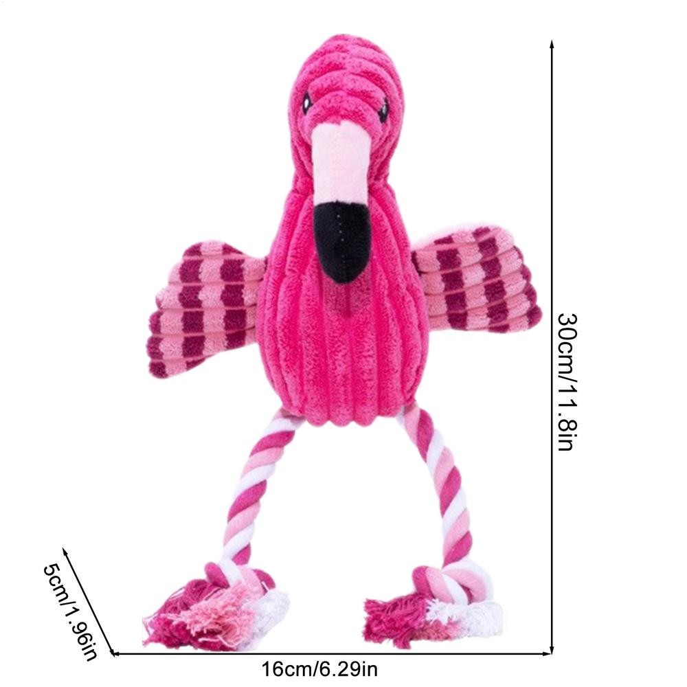 Flamingo Squeaky Toy for Dogs Rope Interactive Puppy Teething Toy Squeaky Sound Toy Cute Puppy Toys Dog Tug Toy for Teething