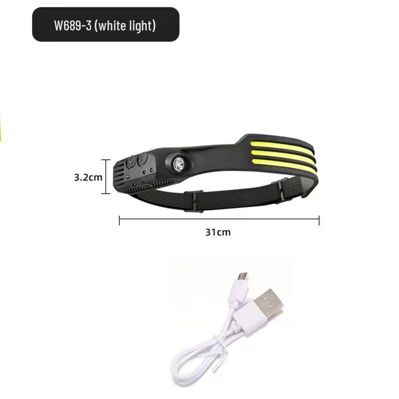 USB Rechargeable Wave Induction COB Headlamp