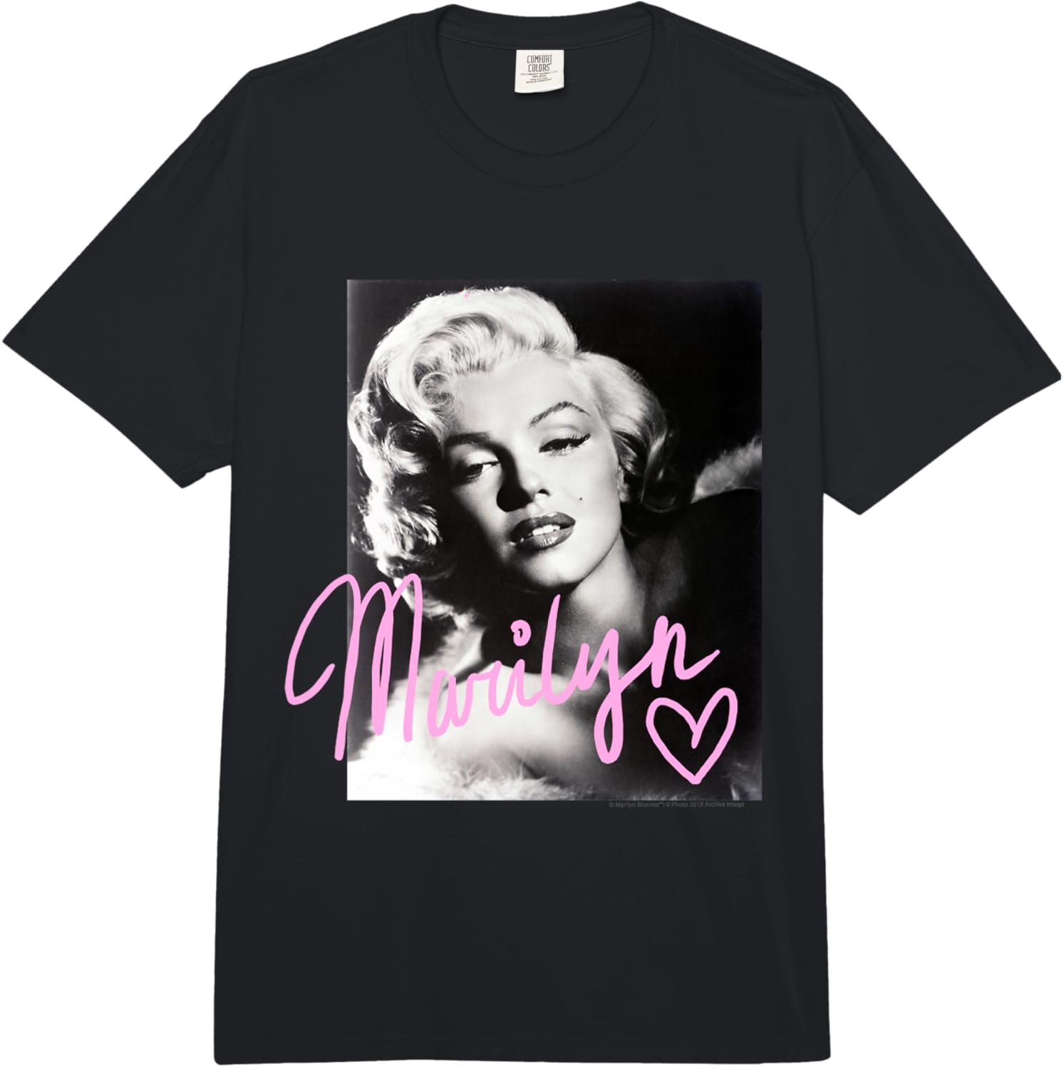 Marilyn Monroe Black and White, Pink Handwriting Comfort Colors Adult Heavyweight T-Shirt S разноцветный