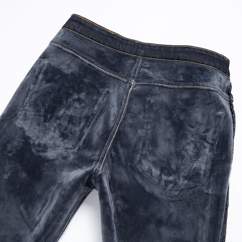 Winter Herren Plüsch Dickes Fleece Hose Lammwolle Thermojeans Freizeithose Winddicht Warm Baumwolle Denimhose