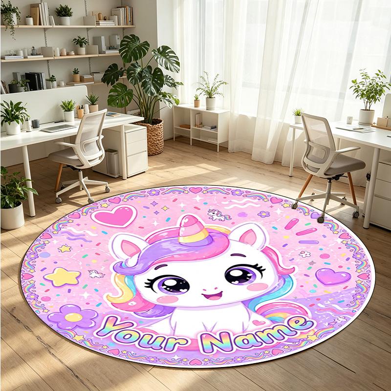 Wild Animals (469) Theme Round Crystal Velvet Rug Custom Name Text Personalized Floor Mat Home Decor Non Slip Crystal Carpet
