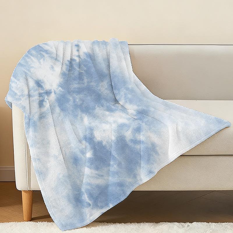 Soft & Skin-Friendly Flannel Blanket - Cloud Blue Ombre Solid, Cozy Warm Throw for Couch, Home Lounge, Ideal for Halloween & Christmas Naps