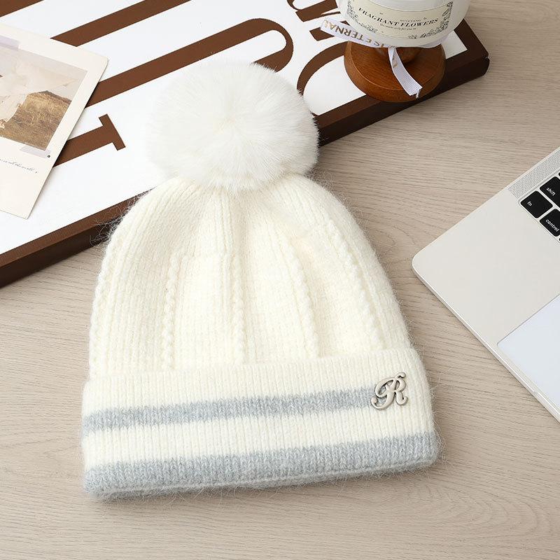 Fashion Knitted Warm Hat Winter Women's Fleece Ear Pads Wool Hat Outdoor Sports Hat