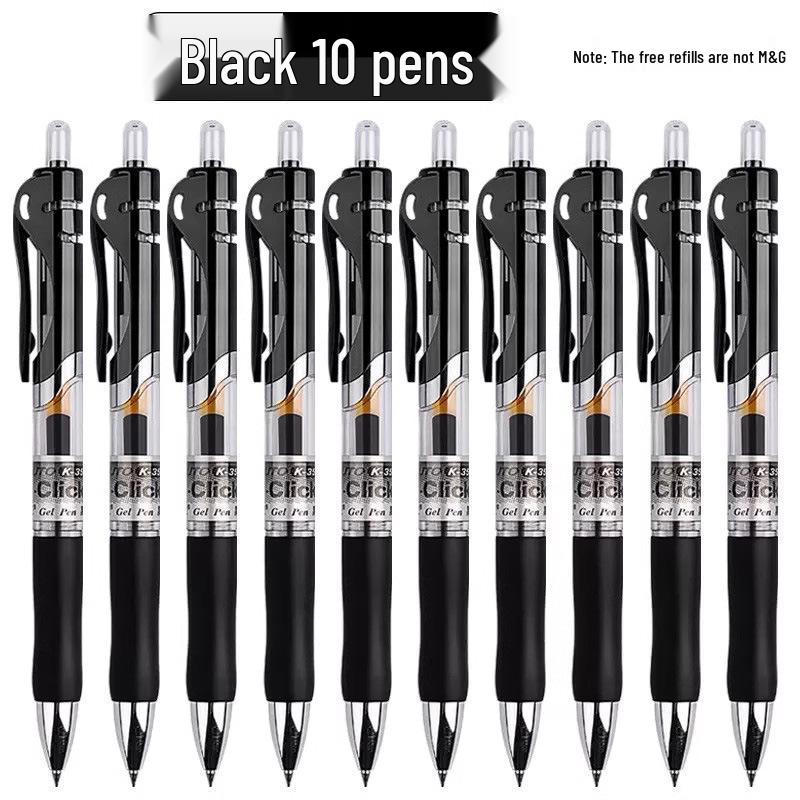 MG Morning Click Neutral Pen - Black, Quick-Dry, Smooth for Exams, Junior High Students, Signature Writing, 0.35mm Refill