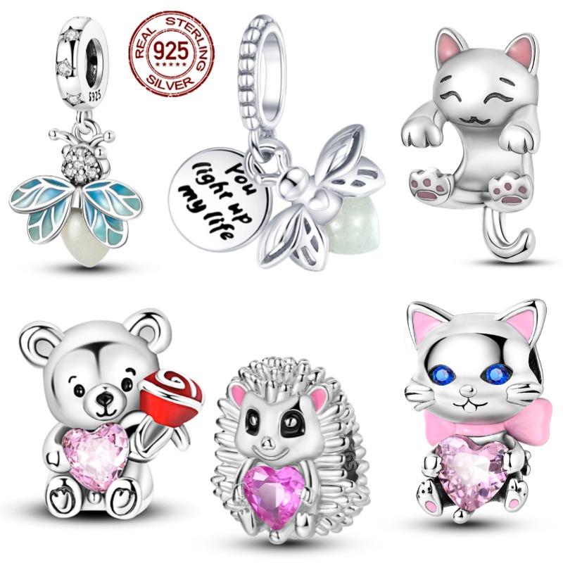 Fashion S925 Silver Pendant Firefly Pendant Cute Bear Beads Suitable For 3MM Original Bracelet Women Jewelry Gifts