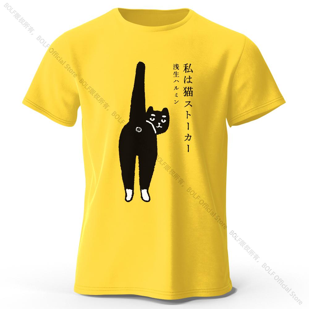 

Футболка из 100% хлопка с причудливым рисунком в виде нарисованного от руки кота, легкая футболка с круглым вырезом и короткими рукавами, игривый стиль унисекс XXXL жёлтый