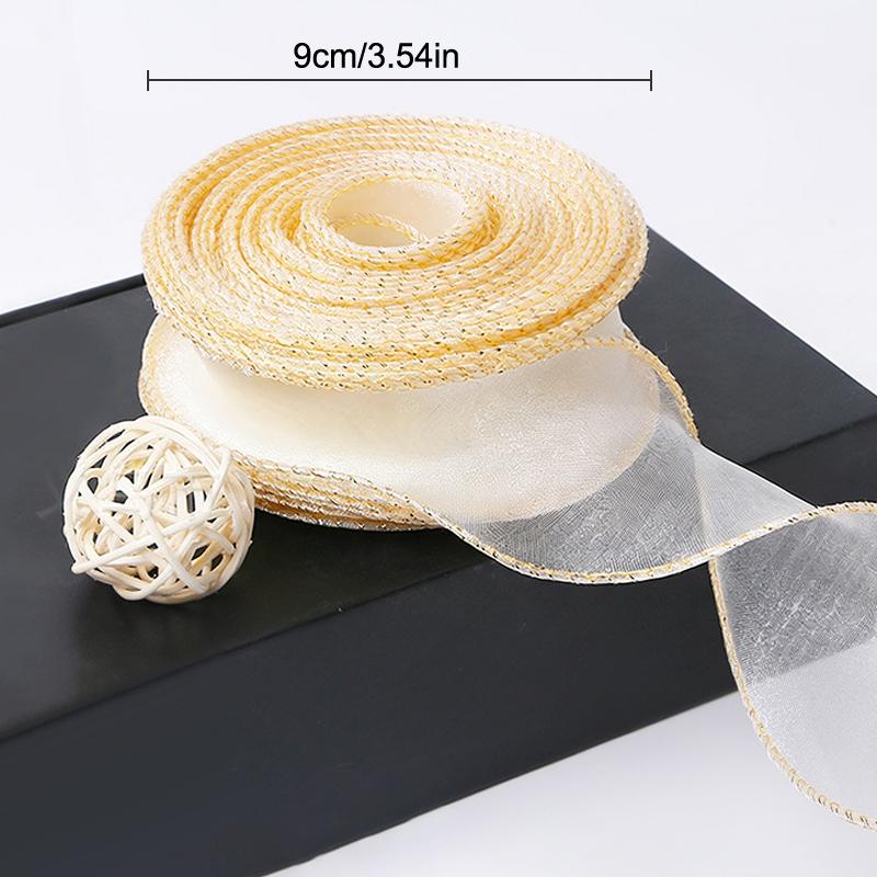 10Yards Organza Solid Color Ribbon 4Cm Wavy Edge Ribbon For For Flower Bouquet Gifts Packaging Party Decorations Diy