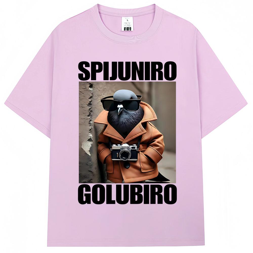 Spijuniro Golubiro Funny Italian Brainrot Meme T Shirt Humor Pigeon Graphic Men Women Novelty Tshirts Fashion Loose Cotton Tees