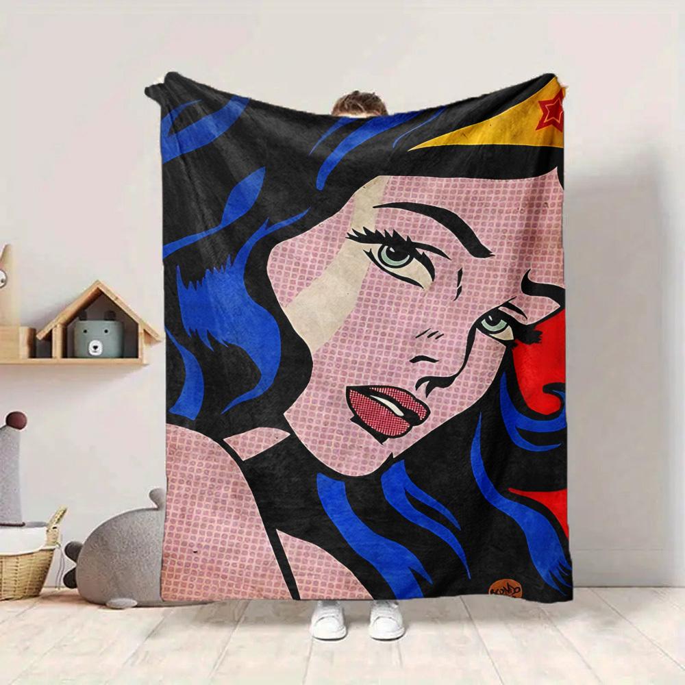 1ks deka Wonder Woman Polyesterové vlákno, Celoroční pohodlí na pohovku, postel, do kanceláře, auta, na kempování, Ideální domácí dekorace a dárek, Pohodlí v kanceláři
