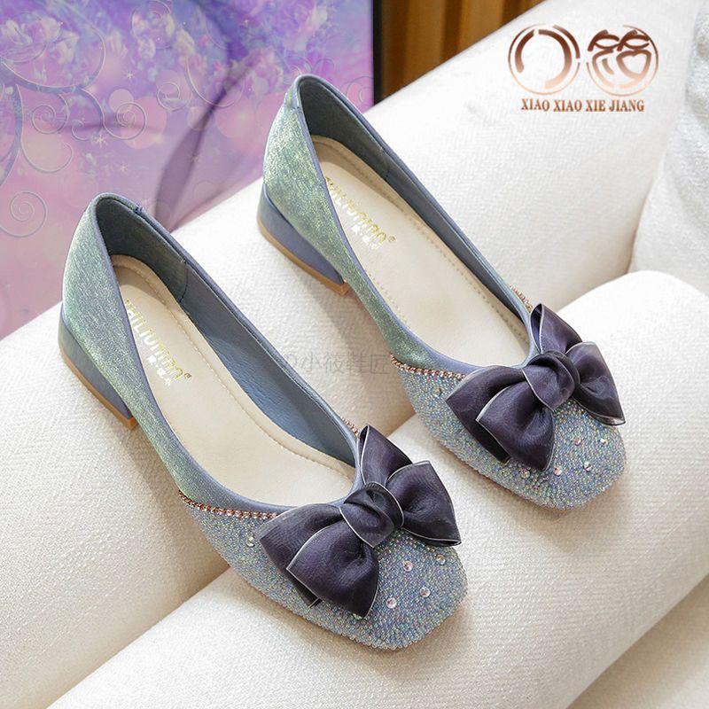 

Low Heel Elegant Women s Summer Footwear Square Toe Normal Leather Casual with Bow Shoes for Woman 2024 Office Stylish Chic Y2k 40