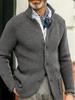 Men's Casual Long Sleeve Solid Color Knitted Cardigan - European & American Fashion