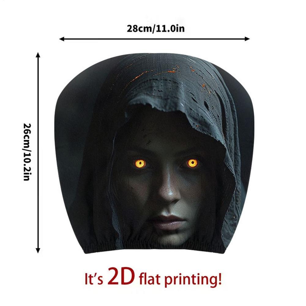 Car Headrest Covers 2 Pieces Spooky Face Scary Halloween Decor Suv Truck Rv Vehicle Interior Halloween Party Holiday Decorations